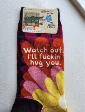 Blue Q Women's Crew Socks, Colorful floral Size 5-10